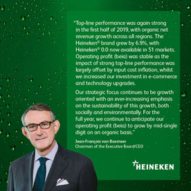 Результаты деятельности концерна Heineken N.V. за первое полугодие 2019 г.